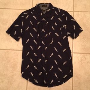 Feather Short Sleeve Button Up